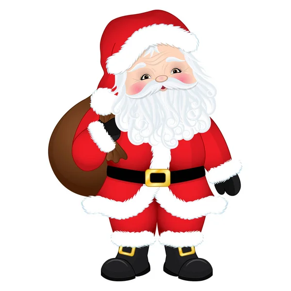 Vector lindo de dibujos animados Santa Claus con saco — Vector de stock