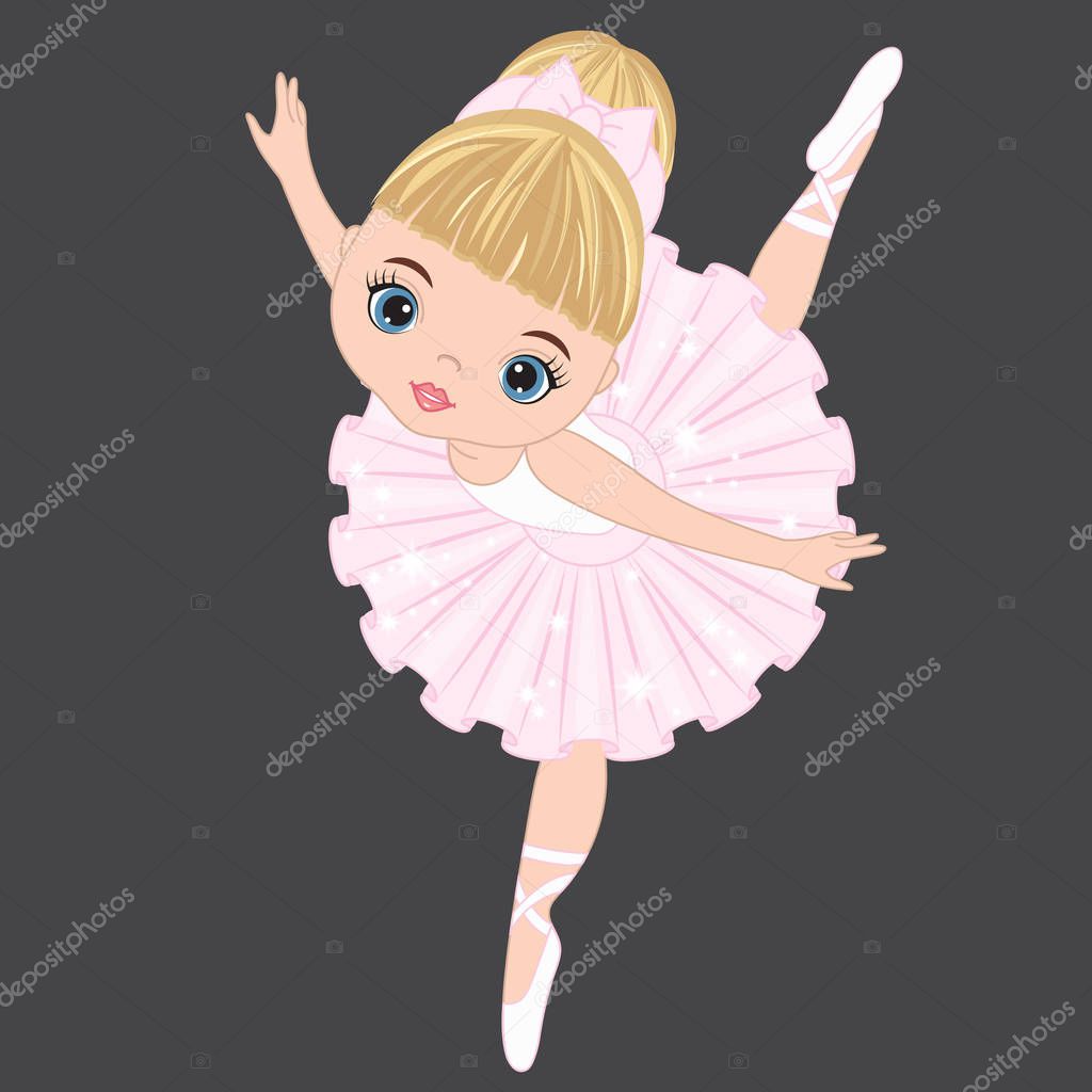 Vector Cute Little Ballerina in Pink Tutu Dancing