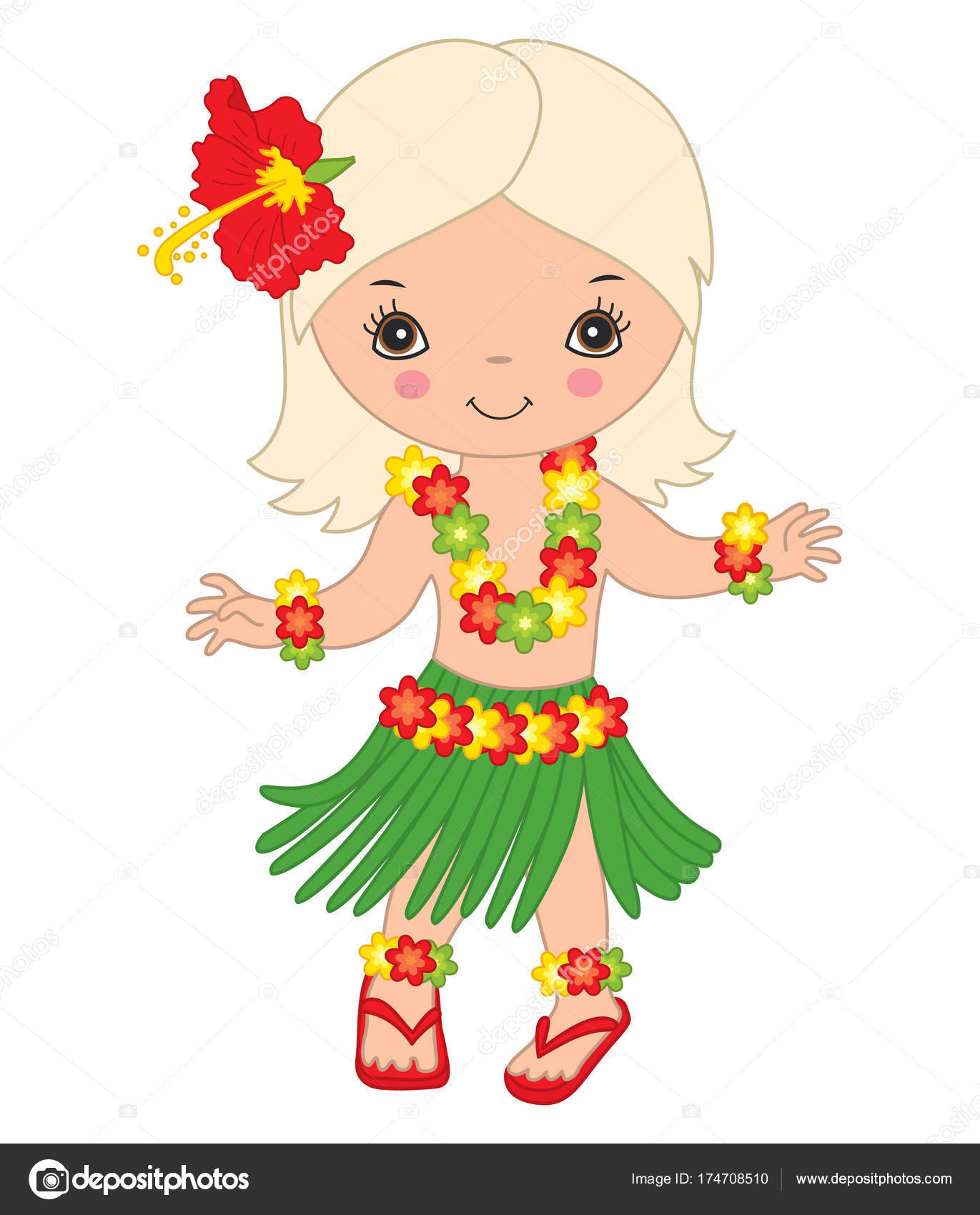 Vector linda niña en traje hawaiano tradicional bailando hula Vector de  stock por ©marlenes9 174708510, image size:1371x1700