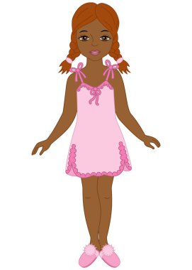 Vektör güzel genç Afro-Amerikan kız gecelik ve uyuyanlar  