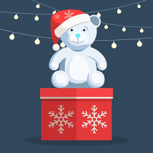 Urso de pelúcia branco de Natal —  Vetores de Stock