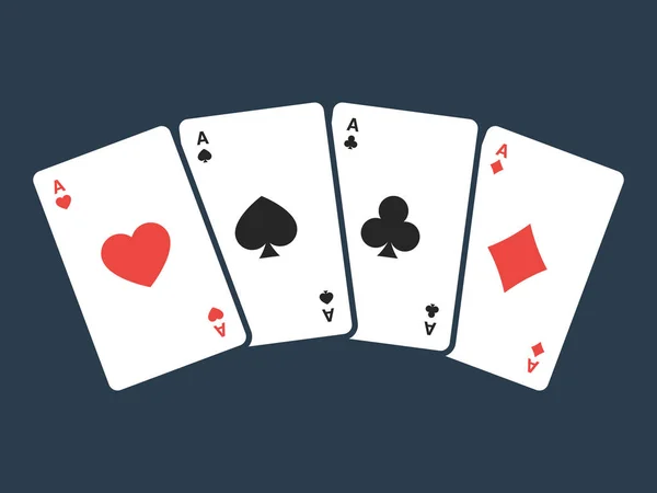 Vier Asse beim Kartenspielen — Stockvektor