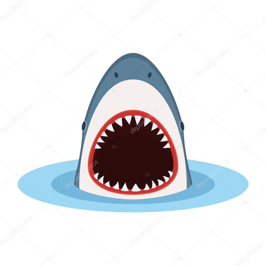 Download Shark with open mouth — Stock Vector © EgudinKa #145907699