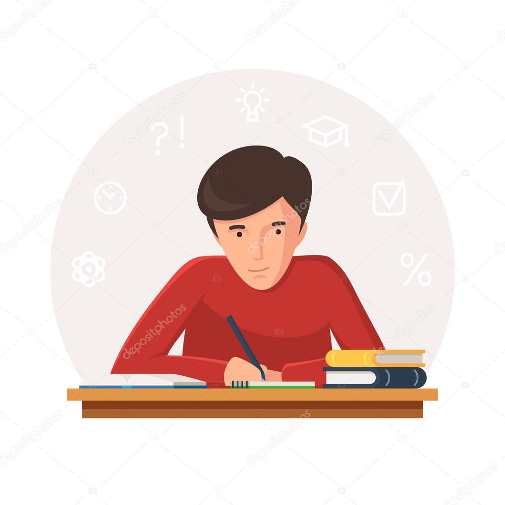 Student sitting at table