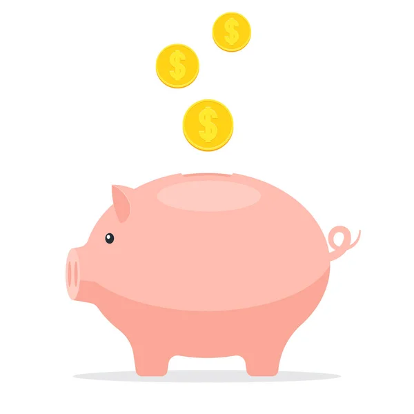 Piggy Bank Coins Money Concept Finances Vector Illustration Flat Style — Stock Vector