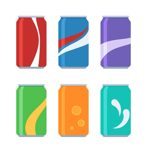 Set de latas de refresco Icono — Vector de stock