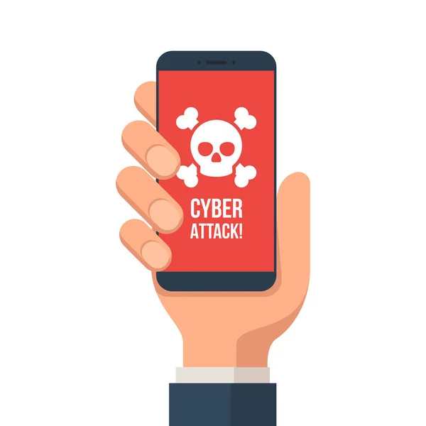 Cyber támadás smartphone — Stock Vector