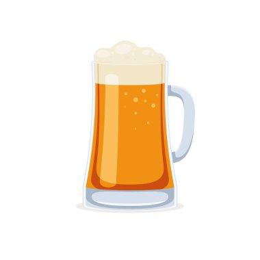 Bir bardak bira lütfen. Çizgi film tarzında vektör illüstrasyonu beyaz arkaplanda izole edildi