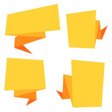 Kağıt pankartlar hazır. Metnin için Origami etiketleri. Tasarımınız için vektör çizim şablonu