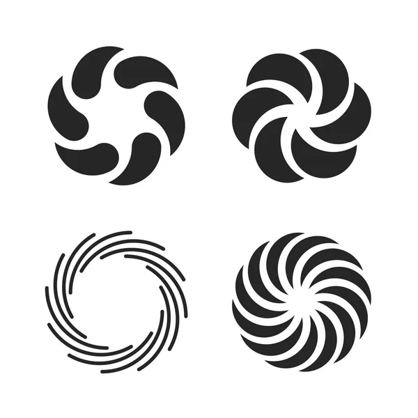 Conjunto Iconos Vórtice Espiral Remolinos Símbolo Ilustración Vectorial Aislada Sobre — Vector de stock