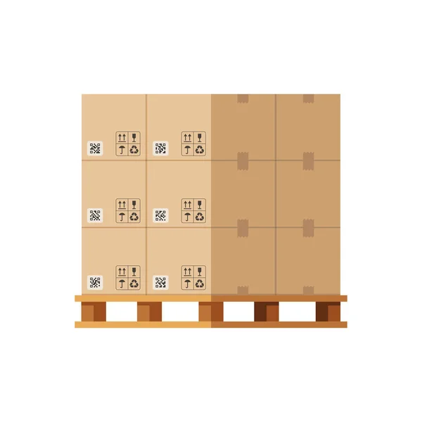 Boxes on wooded pallet — Stock Vector