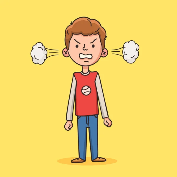 Angry boy in cartoon style — Stock Vector