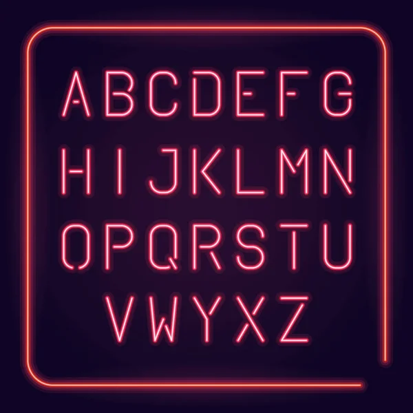 Neonrote Buchstaben Alphabet — Stockvektor