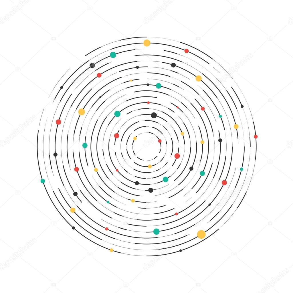 Circular lines and color dots