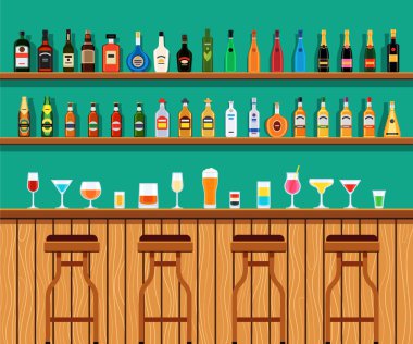 Şişeler ve kokteyl bar