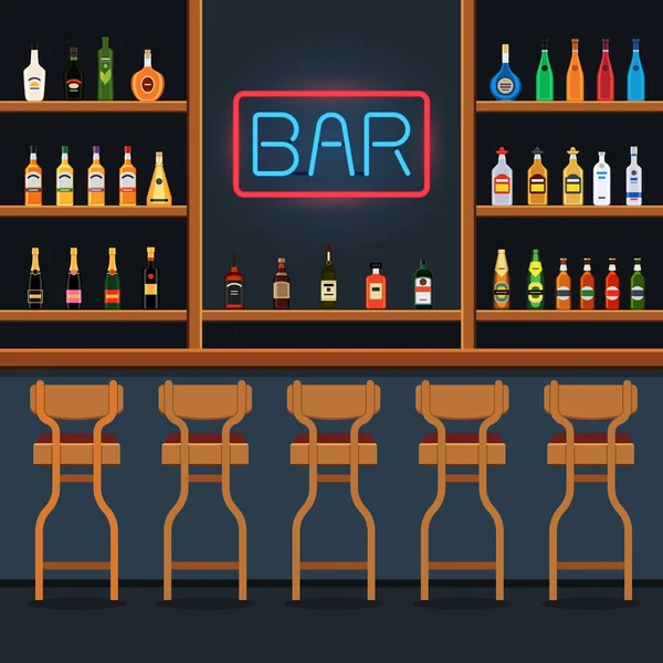 Bar standı sandalyeler ve şişeler