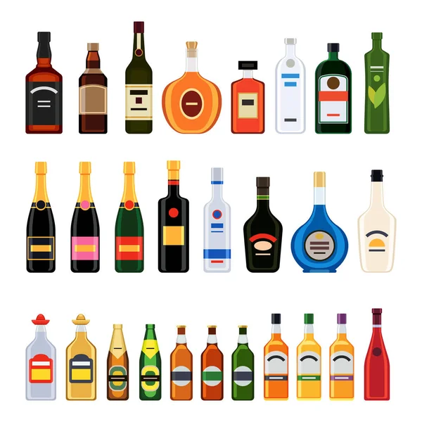 Garrafas de bebidas alcoólicas — Vetor de Stock