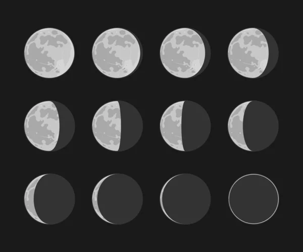 Conjunto de iconos de fase luna — Vector de stock