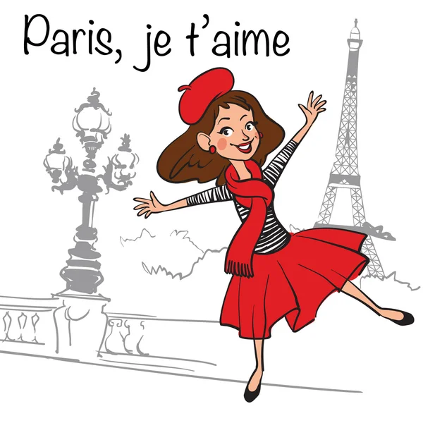 Parigi divertente illustrazione — Vettoriale Stock