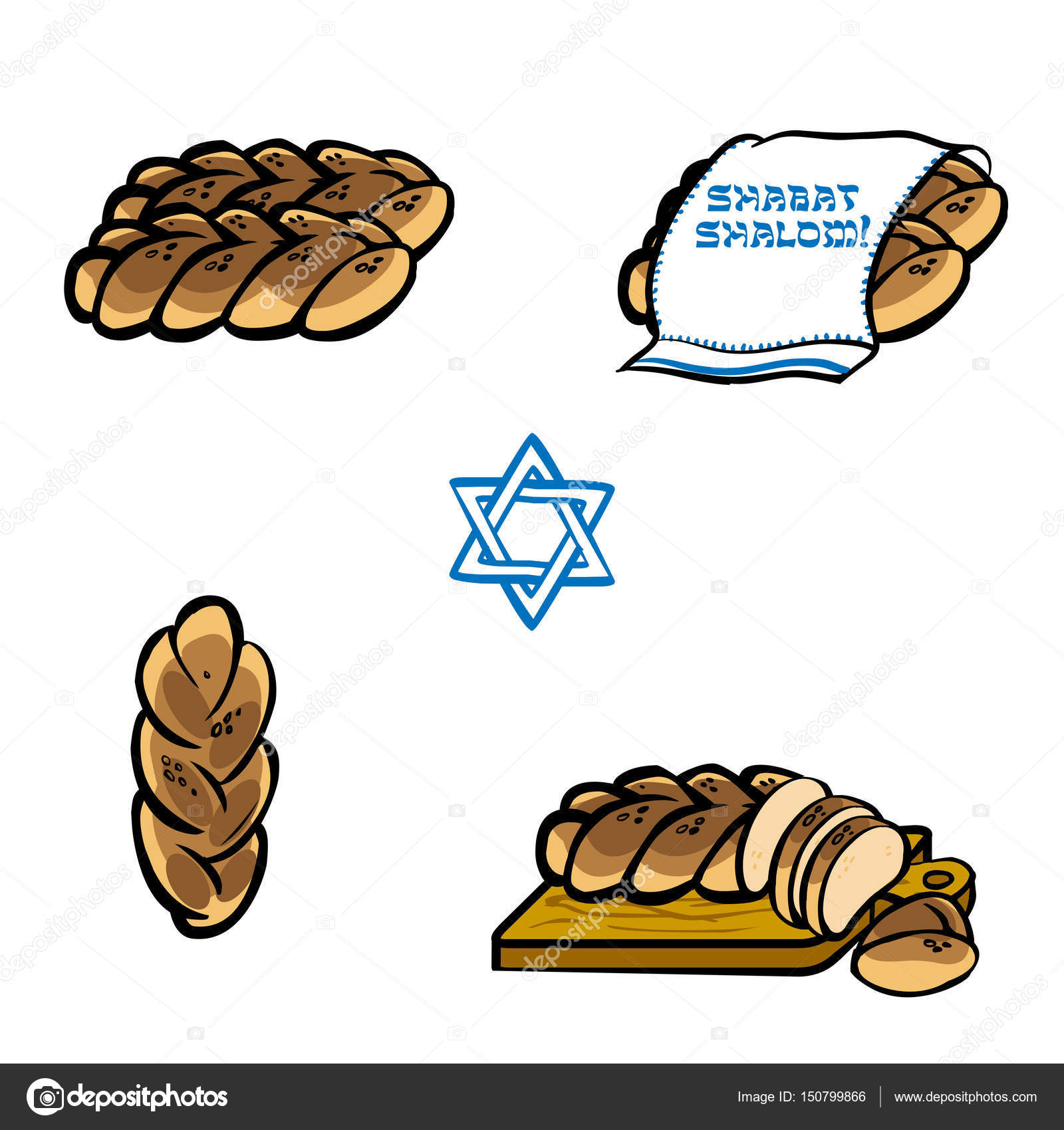 Challah bread for shabat — Stock Vector © museyushaya 150799866