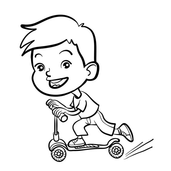 Cool vector concept illustration on little boy having fun outside — Stock Vector