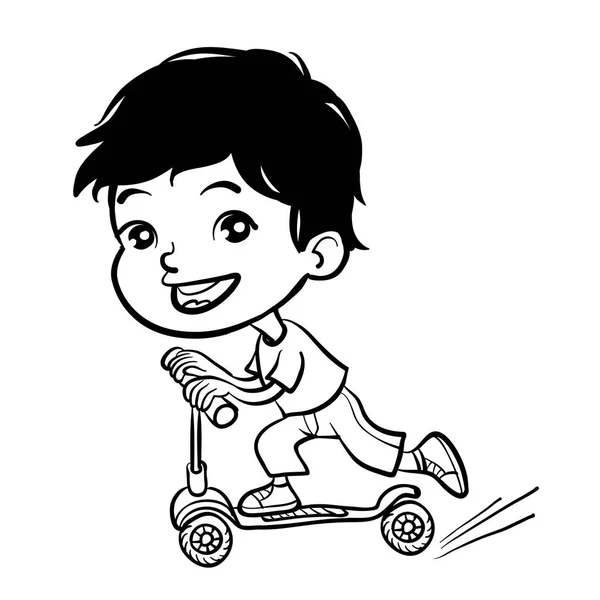 很酷的矢量概念插画上乐趣外的小男孩 — 图库矢量图片