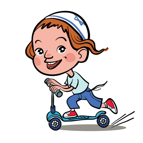 Cool vector concept illustration on little boy having fun outside