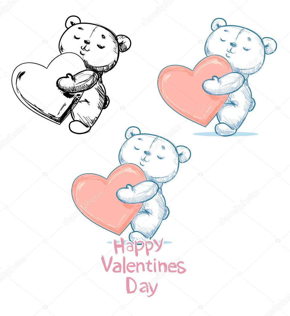 Imágenes: ositos tiernos para dibujar | dibujo de osos con corazones