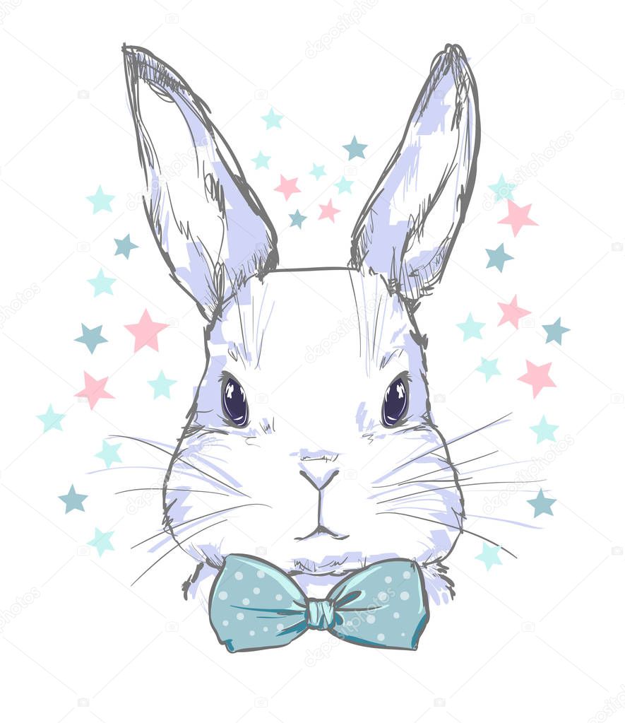 Tête de mignon lapin de dessin animé — Image vectorielle ...