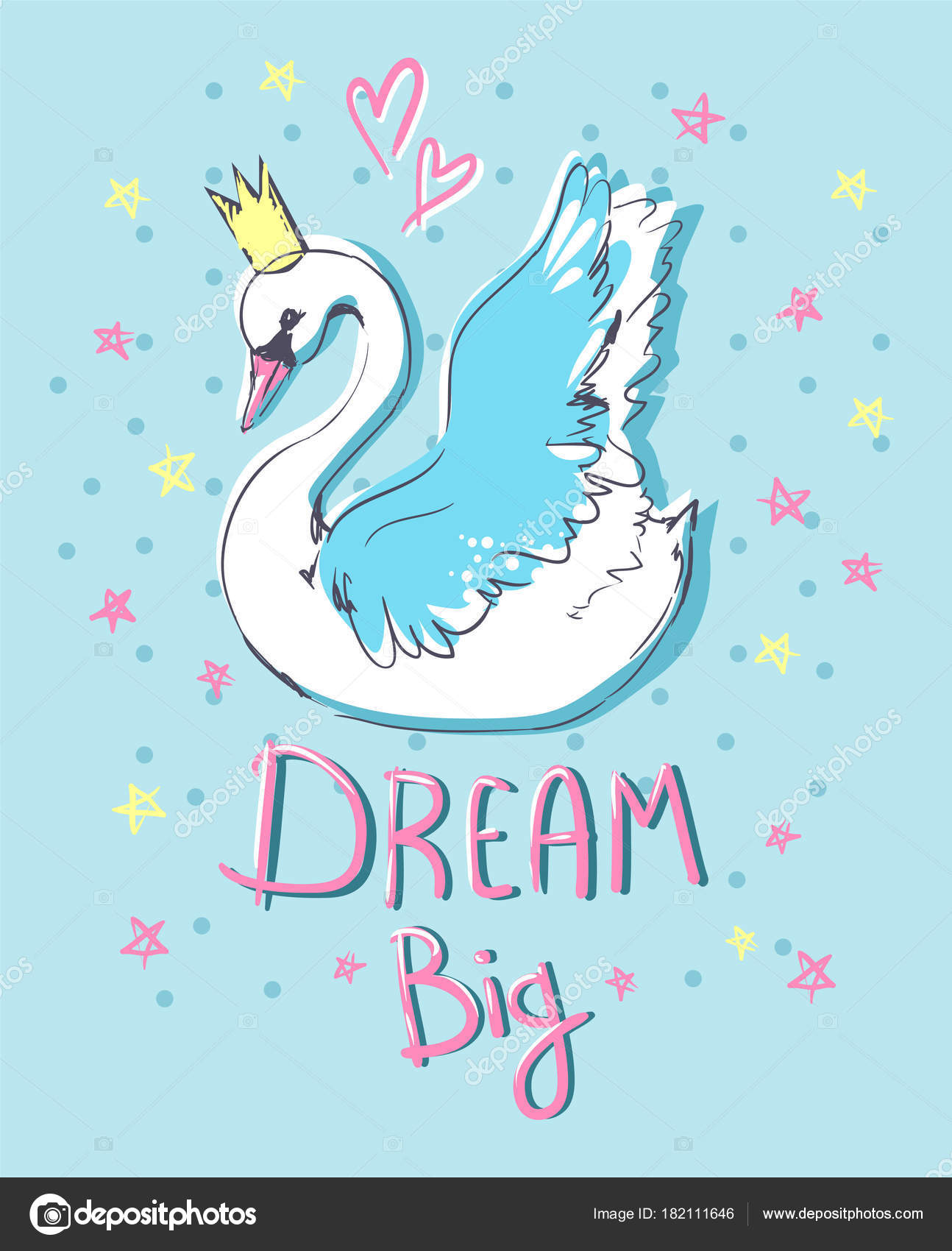 Big Dream Swan Illustration Print Design Stock Vector Royalty Free Vector Image By C Alsoush