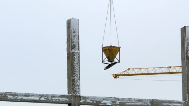 Construction crane working tower building 4k — Stock Video