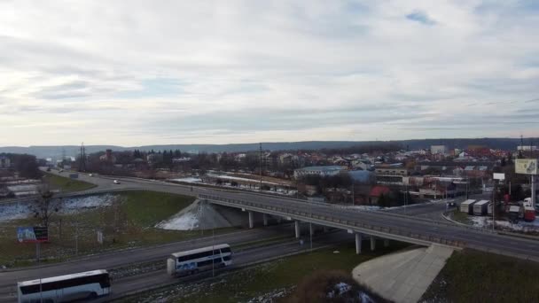 Ring road cars aerial view — Stock Video