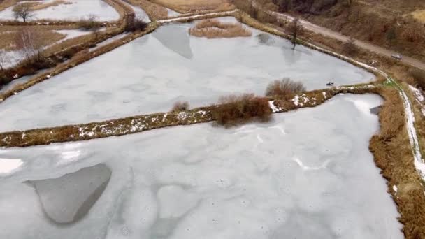Замороженный зимний беспилотник — стоковое видео