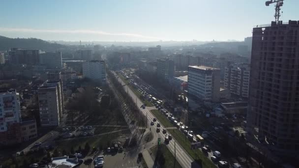 Günbatımında Ukrayna, Lviv 'in Havadan Üst Görünümü — Stok video