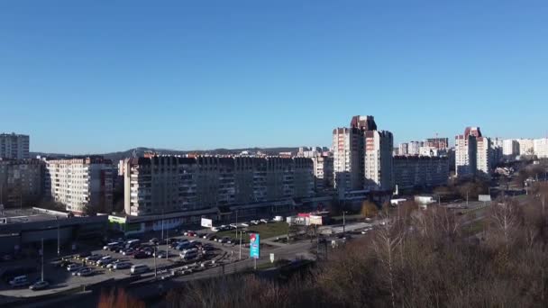 Vista aérea de Lviv, Ucrania, al atardecer — Vídeos de Stock