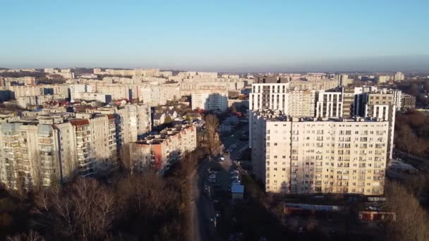Günbatımında Ukrayna, Lviv 'in Havadan Üst Görünümü — Stok video