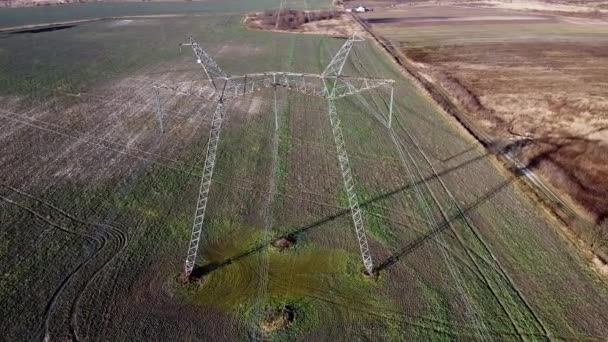 Líneas eléctricas Cables de electricidad Aero — Vídeo de stock