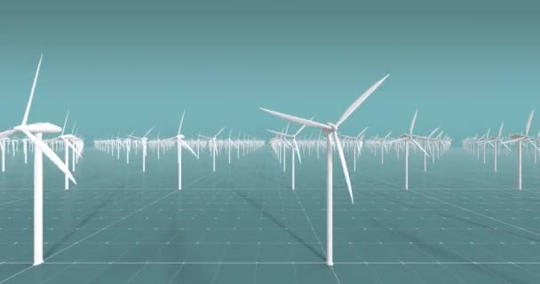 3d windturbines Cg windmolenpark — Stockvideo