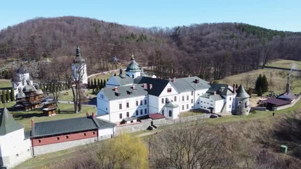 Krehiv修道院Aerial View Drone，乌克兰 — 图库视频影像