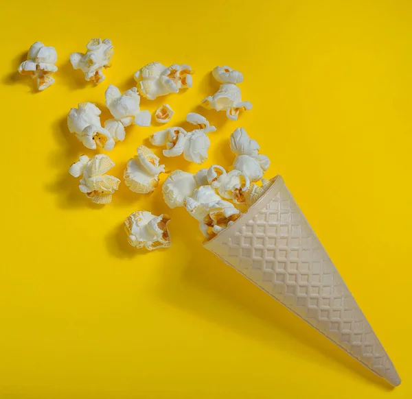 Popcorn in ice cream cones — Stock Photo, Image