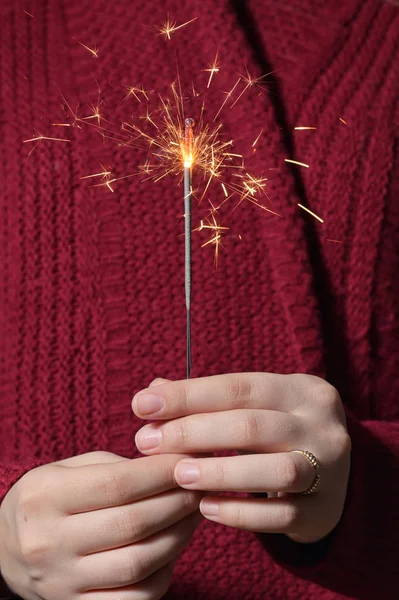 Hands Girl Holding Sparkles — Stock Photo, Image