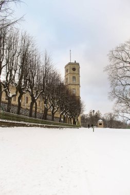 Ağaçların arkasında Tower Palace.