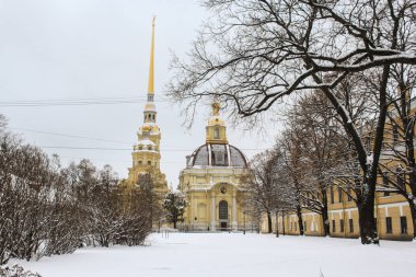 Peter ve Paul Fortress katedral kış.