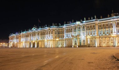 The State Hermitage Museum at night. clipart