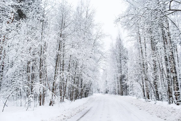 Téli road utak a falvakban. — Stock Fotó