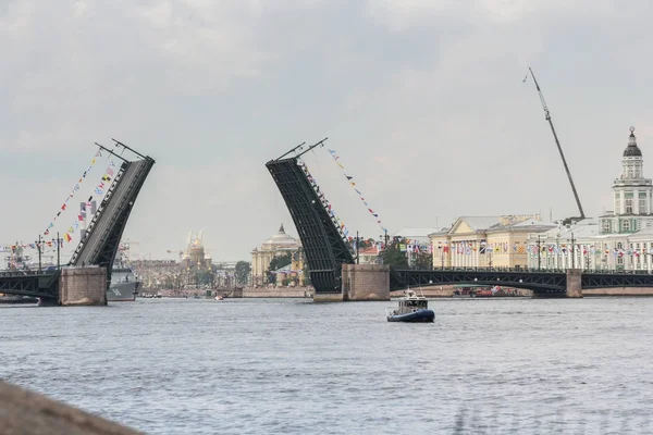 Verhoogde spanwijdten van de Palace Bridge. — Stockfoto