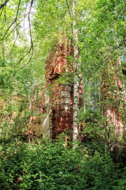 Manastır duvarları ormanda.