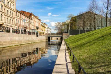 St. Petersburg, Rusya - 14 Mayıs, 2017. Şehir bentleri nehirler ve kanallar mimarisi.
