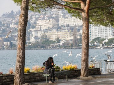 Montreux, İsviçre - 1 Mart, 2018. Mimari ve sayısı Avrupa şehirleri.