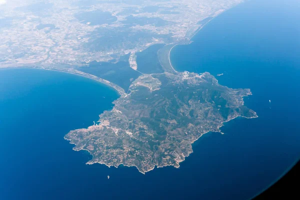 Monte Argentario, İtalya'nın havadan görünümü 